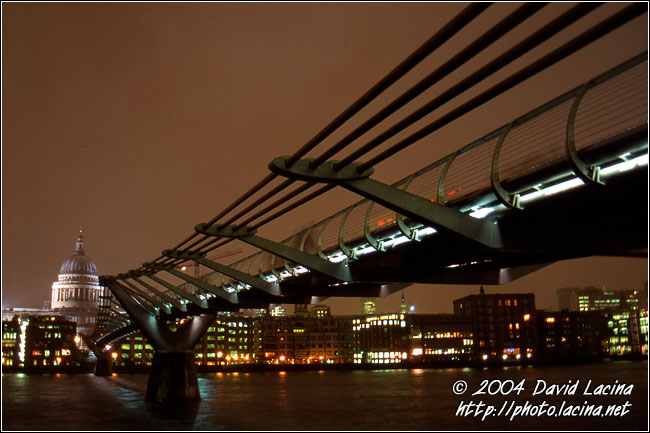 The Millenium Bridge - London In The Night, England