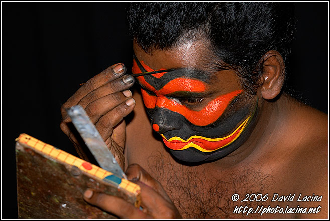 Preparing Kathakali Make-up - Kathakali, India