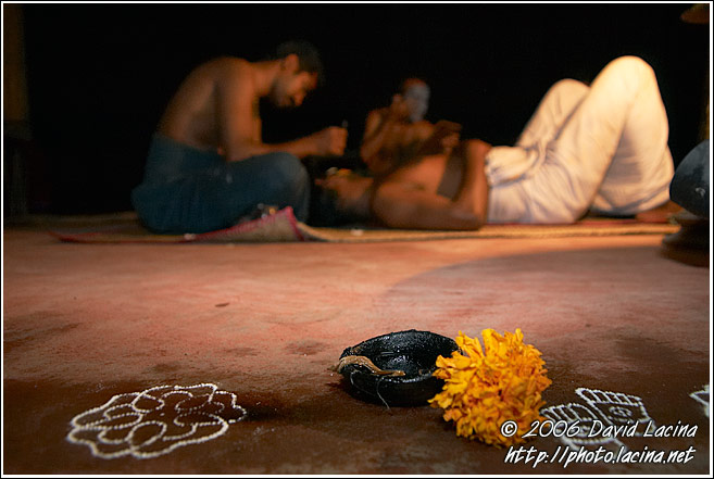 Stage And Perfomers In Preparation - Kathakali, India