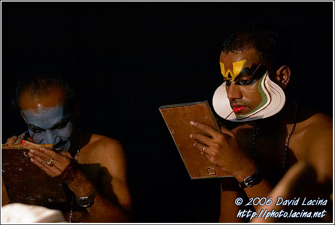 Preparing Kathakali Make-up - Kathakali, India