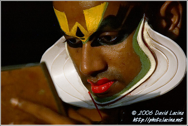 Preparing Kathakali Make-up - Kathakali, India