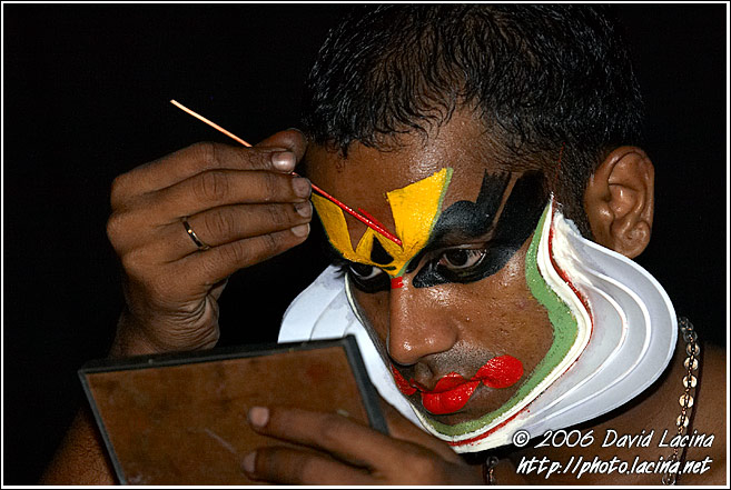 Preparing Kathakali Make-up - Kathakali, India