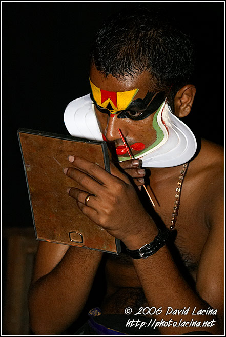 Preparing Kathakali Make-up - Kathakali, India