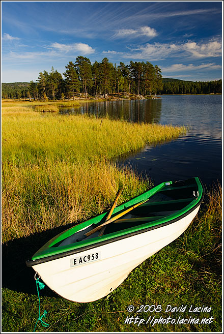 Boat By Grønmalen Lake - Fjorda In Autumn, Norway
