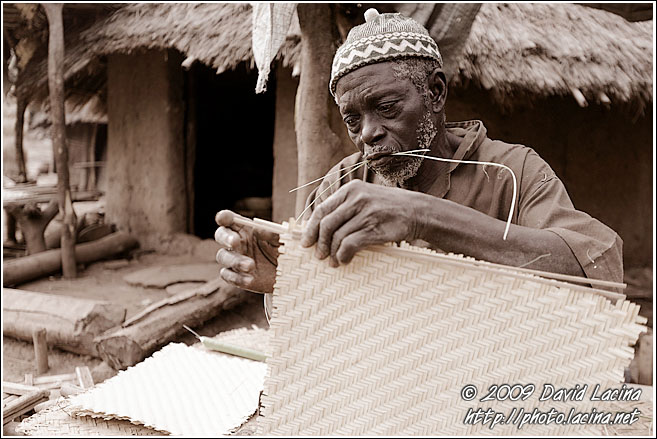 An Eldery Man Preparing Mats In Ethiouwar - Bedick Tribe, Senegal