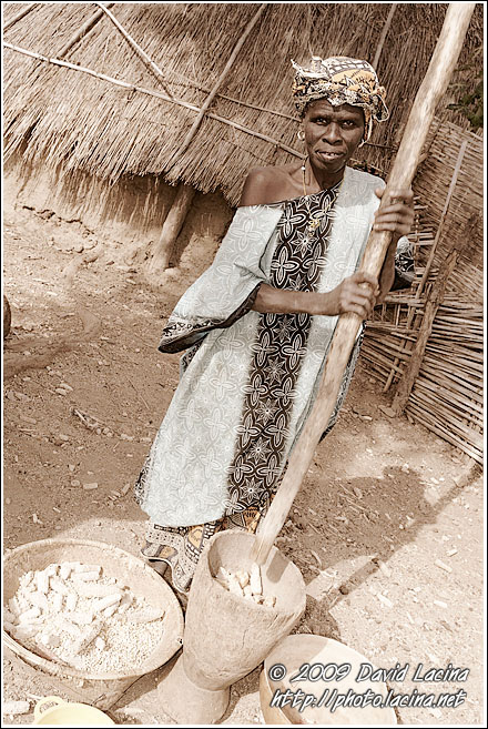 Bedick Woman Processing Crops - Bedick Tribe, Senegal