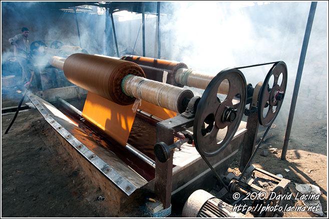 Dyeing Clothes - Jaipur fabric factory, India