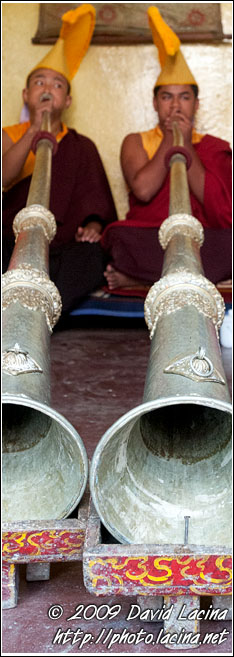 Monks Playing Dungchen - Cham Dance, India