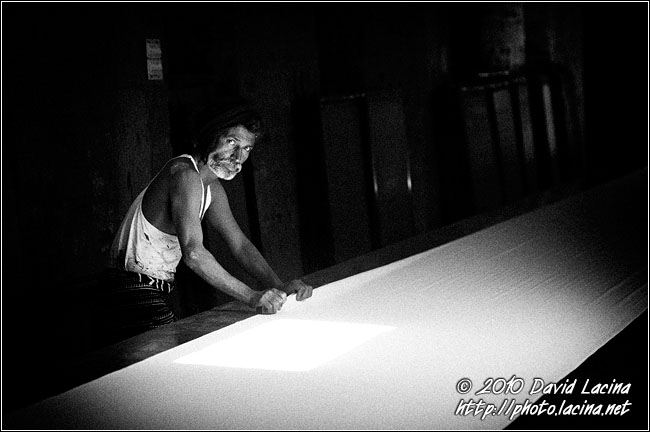 Old Man In Clothes Factory - Black And White Snaps, India