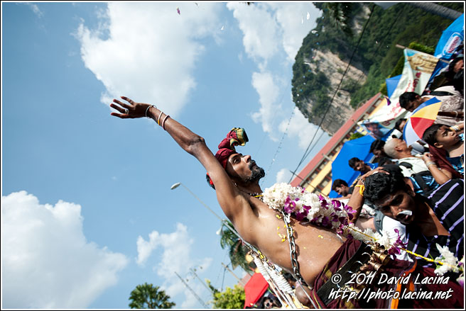 Throwing Flowers - Thaipusam, Malaysia