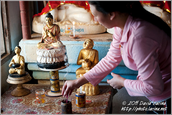 Woman Burning Incense - Hsipaw, Myanmar (Burma)