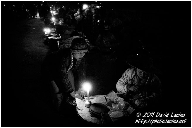 Night Market - Black And White, Myanmar (Burma)