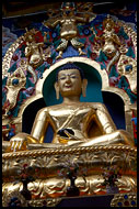 Buddha Shakyamuni Plated With Gold, Golden Temple, Namdroling Monastery, India