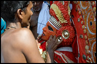 Priest Takes Care Of Kolam, Theyyam Ritual Dance, India