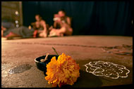 Stage Decorated With Flowers, Kathakali, India
