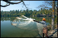 Fisherman Throwing Net, Cochin (Kochi), India