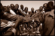 Amputee Football Team Praying, Amputee Football Team, Sierra Leone