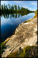 Stone By Water Canal, Fjorda In Autumn, Norway