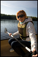 Enjoying A Canoe Trip, Fjorda In Autumn, Norway
