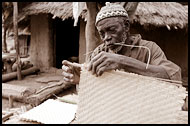 An Eldery Man Preparing Mats In Ethiouwar, Bedick Tribe, Senegal
