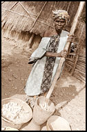 Bedick Woman Processing Crops, Bedick Tribe, Senegal