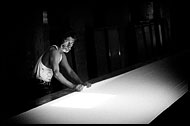 Old Man In Clothes Factory, Black And White Snaps, India