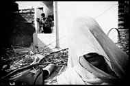 Woman Covering With Traditional Scarf, Black And White Snaps, India