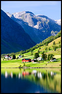 House Under Mountains, Land Of Fjords, Norway