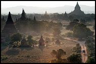 Ox Cart And Bagan Temples, Bagan, Myanmar (Burma)