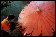 Painting Parasol, Delta Region, Myanmar (Burma)