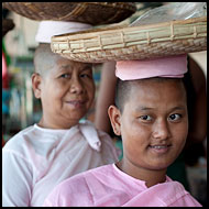 Nun Shopping At Local Market, Delta Region, Myanmar (Burma)