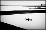 Paddling, Black And White, Myanmar (Burma)