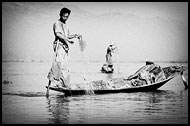Fishing On Inle Lake, Black And White, Myanmar (Burma)