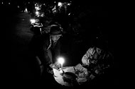 Night Market, Black And White, Myanmar (Burma)