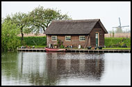 Old Shed And Windmill, Kinderdijk, Netherlands